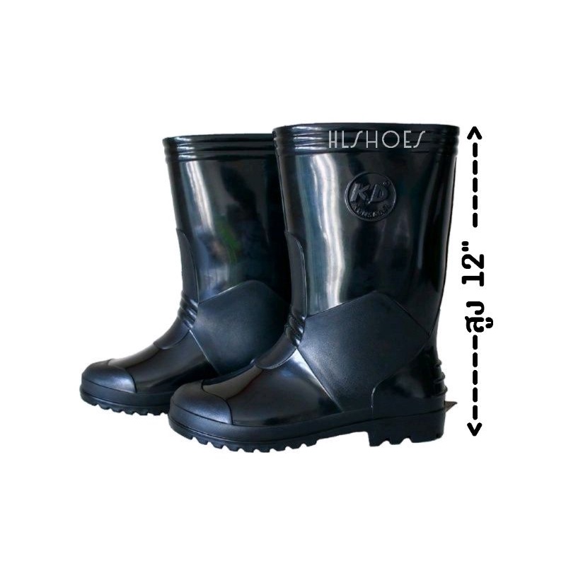 รองเท้าบูทกันน้ำ รองเท้าบูทสีดำ สูง12นิ้ว ไซส์9.5-11.5
