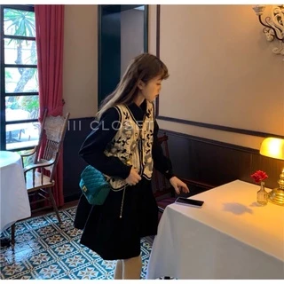 มินิเดรสสั้น lll Freesize lll IT055 คอปก แขนยาว กระดุมหน้า ชุดเย็บระบายเป็นชั้นๆ ผ้าไหมอิตาลี