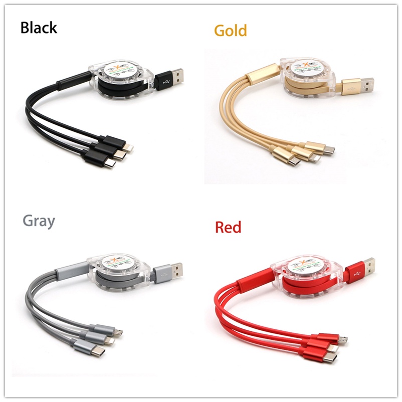 3 in 1 Retractable สายชาร์จสําหรับ xiaomi mi a3 cc9 redmi 12 7 8a note 9 8 7 Blackview BV8800 A95 a9