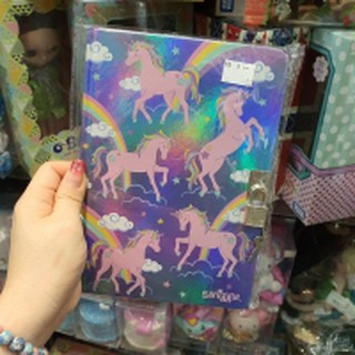 Authentic Smiggle Unicorn Rainbow Shiny Notebook Lock