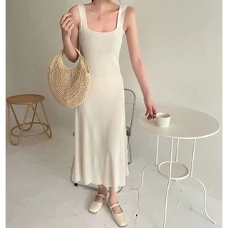 ส่งทันที Cici(NO. 827-1)เดรสยาวผ้าไหมพรมknit ผ้าทองร่องใหญ่ยืดได้เยอะ ลุคเกาหลีมาก