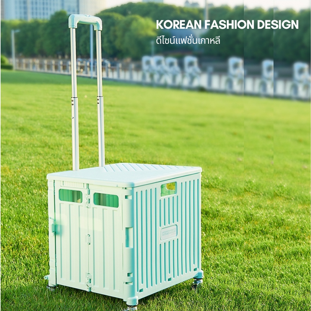 ล้อทิศทางหมุน360องศา ล้อเบรครถเข็นพับได้เกาหลีล้อรถเข็นตะกร้าพับได้4ล้อรถเข็นจ่ายตลาดรถเข็นช้อปปิ้งแคมปิ้งรถเข็นสุนัขแมว - รูปที่ 4