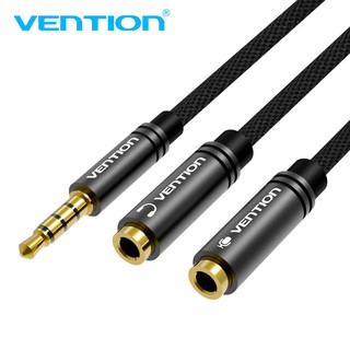 Vention Audio Cable 3.5mm Jack Microphone Splitter cable 1 Male to 2 Female(Black/White)(BBMBY,BBCWY,BBVBY)