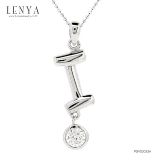 Lenya Jewelry จี้ตัวอักษร ตัว I ตัวเรือนเงินแท้ชุบทองคำขาว ประดับเพชร DiamondLike