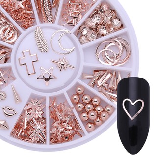 Born PRETTY Rose Gold Nail Rhinestone Glitter Leaves starfish shells For Nail Art 3D Decoration Stone In Wheel