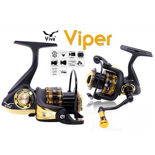 Viva รอกสปินนิ่ง รุ่น Viper (VP) รอกตกปลาเบอร์ 2000 รอกลื่น หมุนง่าย สีดำทอง Viva Viper (VP) Fishing Reel 2000