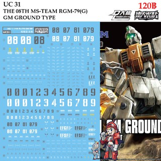 ดีคอลน้ำ [D.L. Darlin] UC31 THE 08TH MS-TEAM RGM-79 (G) GM GROUND TYPE HG 1/144 Water Decal UC 31