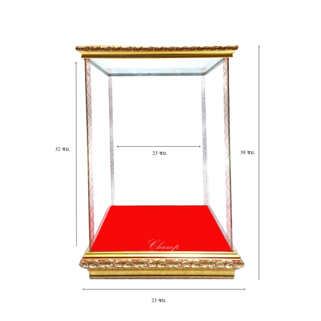 ตู้พระ ตู้กระจก ตู้ครอบพระชินราชหน้าตัก 5 นิ้ว ขนาดภายนอก 25x19x38 ซม. ขนาดภายใน 23x16.5x32 ซม.