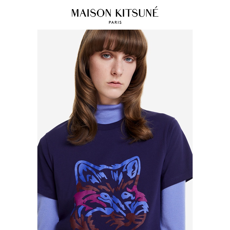 Maison Kitsune Spring Summer New Product Big Fox Head Print Ladies Round Neck Casual Short-Sleeved T-Shirt #4