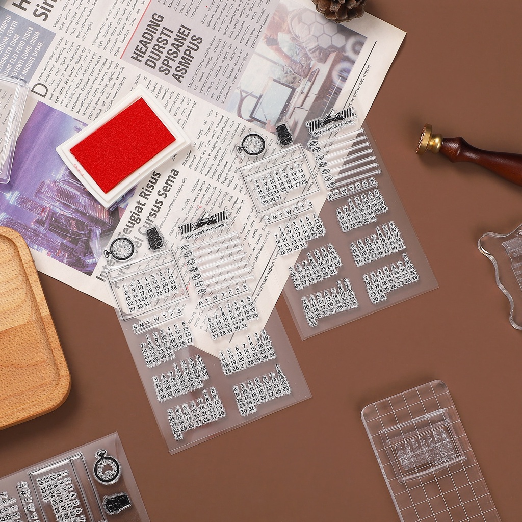Jianwu ปฏิทินดิจิทัลวินเทจ รายการแสตมป์ใส ซิลิโคน ซีลสมุด DIY สํานักงานนักเรียน สร้างสรรค์ อุปกรณ์การเรียนทุกวัน เครื่องเขียน