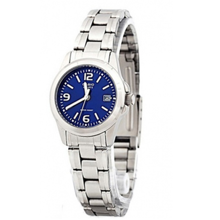 Casio นาฬิกาข้อมือผู้หญิง สายสแตนเลส รุ่น LTP-1215A-2A - สีเงิน/น้ำเงิน