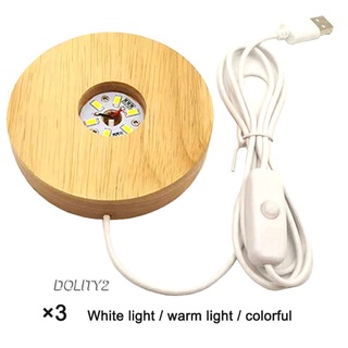 [Dolity2] ฐานวางโคมไฟ Led ฐานไม้ทรงกลมสําหรับติดแก้วคริสตัล Diy