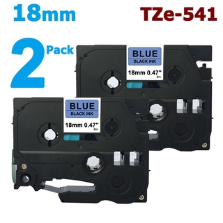 [สต็อกประเทศไทย]2 Pack 18mm Tze-541 Black on Blue Label Tape for Brother PTouch TZe541 Tze 541 Compatible with P-Touch P