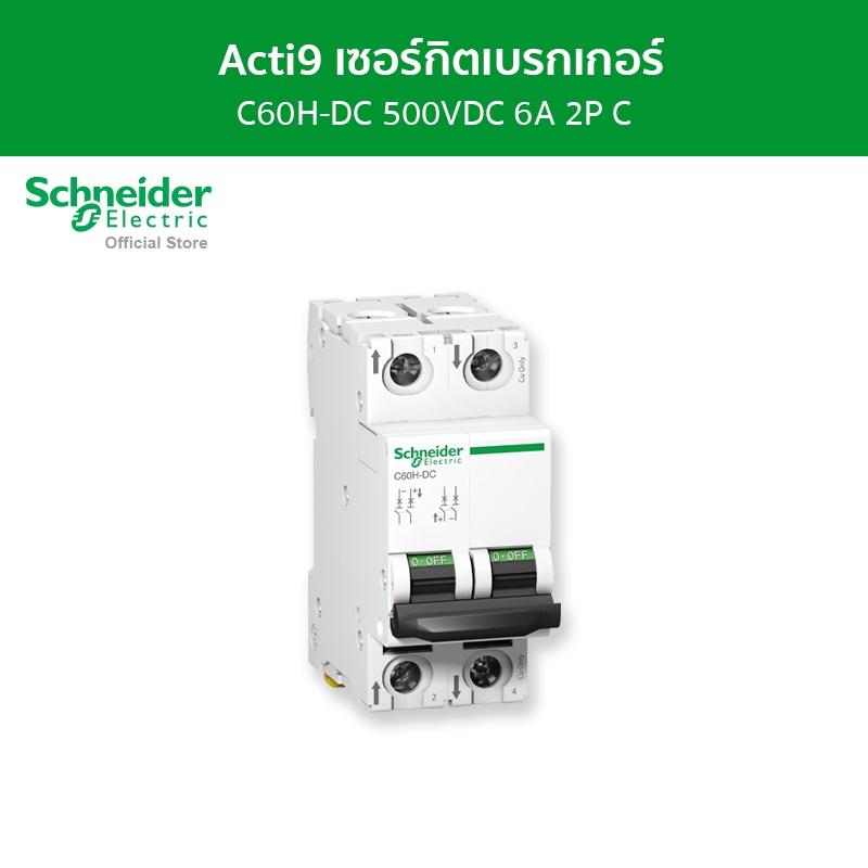 Schneider Electric Miniature circuit breaker (MCB),Acti9 C60H-DC,2P,6A,C curve,6kA (A9N61526)