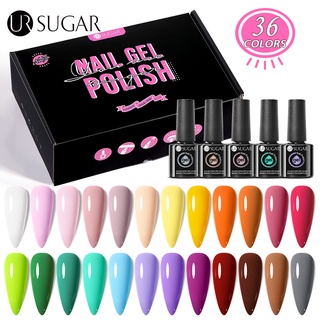 Ur SUGAR ชุดยาทาเล็บเจล UV LED 7 มล. สีเหลือง สีเขียวนู้ด 36 ชิ้น