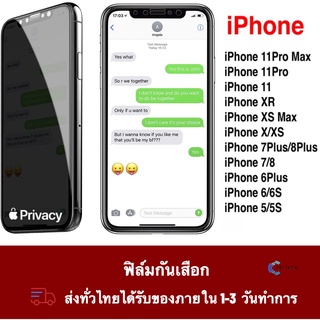 ฟิล์มกระจก iPhone 12 Tempered Glass Privacy ฟิล์มกันเสือก  12Mini / 12Pro / 12Pro Max / 11Pro / 11Pro Max / 6/6s/7/8/6