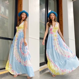 ชุดเดรสมัดย้อม Amanda Tie Dye Maxi งานแบรนด์ เกรดAA