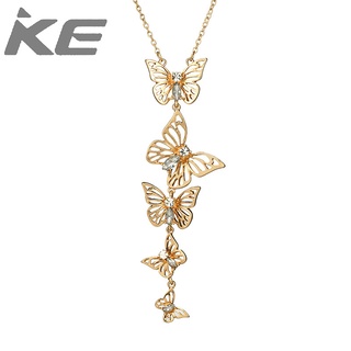 Jewelry Vintage Size Butterfly Hollow Alloy Diamond Necklace Pendant Long Necklace for girls f