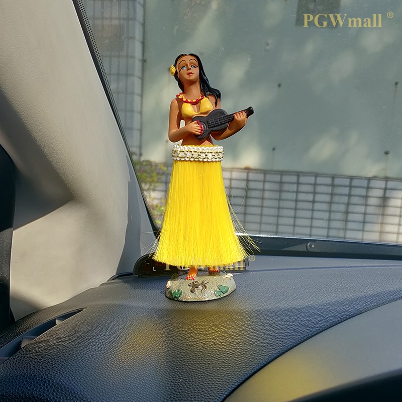 Hawaiian Hula Girl Dashboard Doll with Ukulele Bobbleheads for Car Dashboard Collection