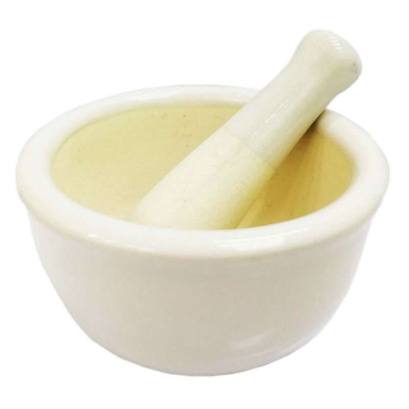 โกร่งบดยาพร้อมที่บด ขนาด 7 ซม. ครกบดยา ที่บดยา ครกบดยาเซรามิค MORTAR AND PESTLE 7 CM