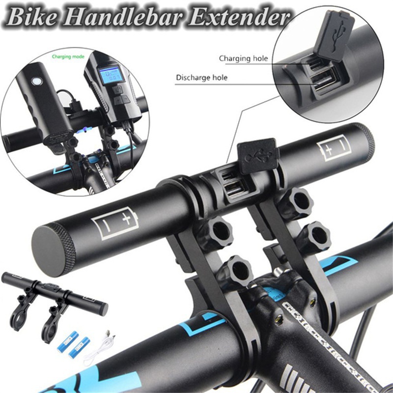 Bike Handlebar Extender With USB Charging Power Bank Bicycle Aluminum Alloy Bracket Clamp Extension Support Holder Rack
