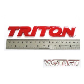 TRITON โลโก้ LOGO ติดรถ โลโก้ไทรทัน สีแดง MITSUBISHI TRITON สติ๊กเกอร์ มิตซูบิชิ