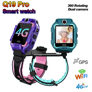 หมุน 360 Q19 4G LTE สมาร์ทดูเด็ก IP67 กันน้ำกล้องตำแหน่งติดตามเด็ก Smart watch เด็กสาว VS Q12 GPS + LBS + WIFI SOS โทร