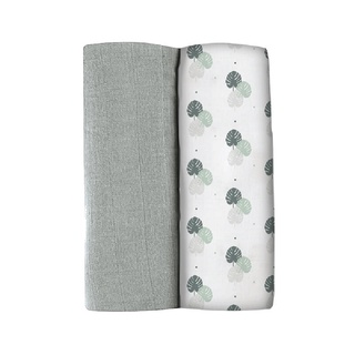 BEABA ชุดผ้าอ้อมเอนกประสงค์ Pack of 2 XXL Muslins Organic Cotton - Light Grey + Jungle Playprint