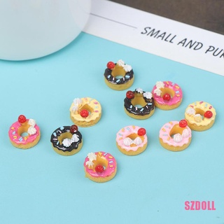 [ts2SZDOLL] โดนัทไอศกรีมช็อคโกแลต ขนมหวานจิ๋ว DIY สําหรับตกแต่งบ้านตุ๊กตา 5 10 ชิ้น