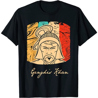 ROUND คอลูกเรือเสื้อยืด พิมพ์ลาย Khan Mongol Warrior สไตล์เรโทร-4XL