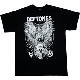 เสื้อยืดคอกลมcrew neckDeftones เสื้อยืดผู้ชาย owl and skull สีดำ plus size classic sportwear ของขวัญวันเกิดS-4XL