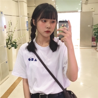 พร้อมส่ง 🎈 White top เสื้อยืดคอกลมแขนสั้นสไตล์เกาหลี แนวสตรีท (IB24379)