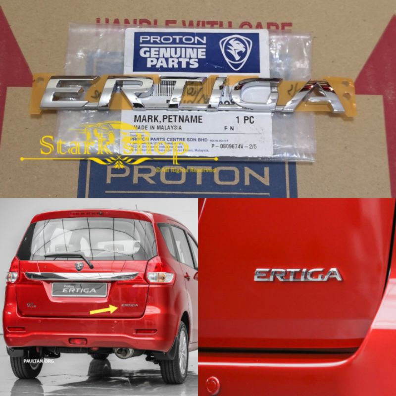 PROTON ERTIGA MPV REAR BONNET LOGO EMBLEM ERTIGA MARK " ERTIGA "