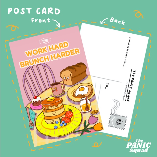 Work hard Brunch harder Postcard โปสการ์ด 🧡 The Panic Squad 🧡