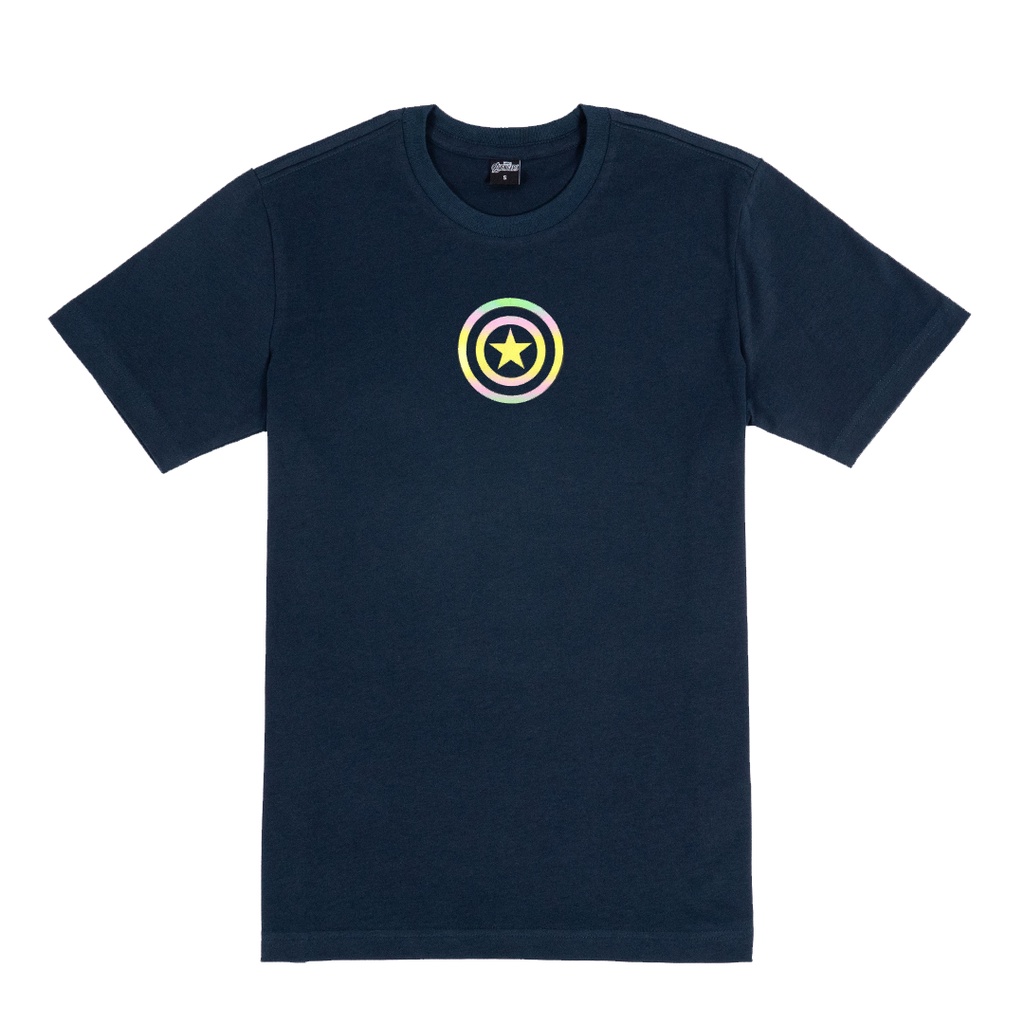 Marvel men Flash Rainbow T-Shirt - Captain America มาร์เวล เสื้อยืดผู้ชายลายกัปตันอเมริกา สะท้อนแสงแฟลช