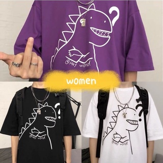 women 🍒พร้อมส่ง🍒เสื้อยืดแขนสั้นคอกลมลายไดโนเสาร์(k18)