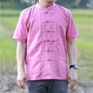 41005 เสื้อผ้าฝ้ายชินมัย “ตองชัย” แขนสั้น สีกะปิ