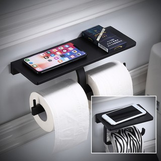 TI-10E Toilet Paper Holder ที่แขวนทิชชู่ อลูมิเนียมแบบหนา ติดผนัง สีดำ Nordic style