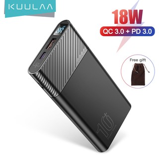 Kuulaa พาวเวอร์ซัพพลาย 10000mah PD 18w ชาร์จเร็ว USB C แบบพกพา สําหรับ Apple Android