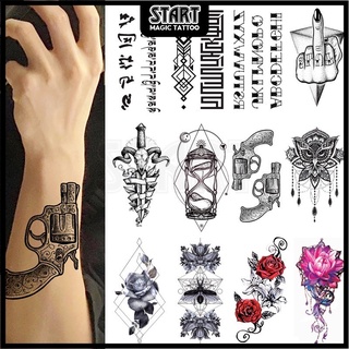 【Start Magic Tattoo】สติกเกอร์รอยสักชั่วคราว กันน้ํา ติดทนนาน 2 สัปดาห์ 210 มม. × 115 มม. 15 วัน 040