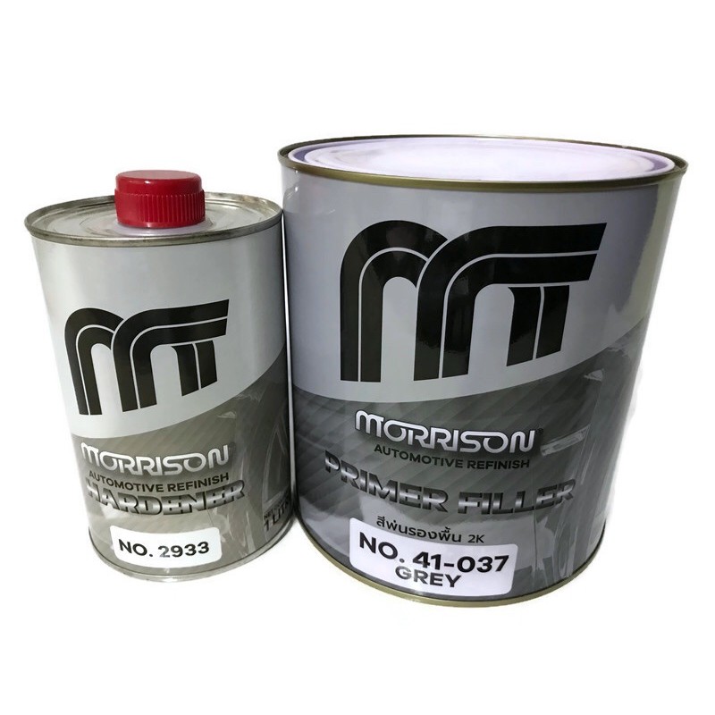 สีรองพื้น2K มอริสัน MORRISON(เนื้อ41-037)+(ฮาร์ด2933) ชุดใหญ่เนื้อเยอะ ระบบ4:1 เนื้อเทา ขนาด3ลิตร พร้อมฮาร์ด ขนาด 1ลิตร