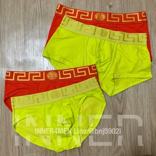 กางเกงในชาย | Versace Red &amp; Reflective Yellow เรียบ หรู เซ็กซี่ โดดเด่น สีสันจัดจ้าน