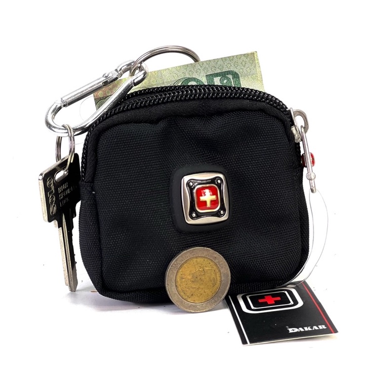 Chinatown leather กระเป๋าผ้าDAKARร้อยเข็มขัด ผ้าซิปคู่+ช่องหน้าใส่ แบงค์ เหรียญ บัตร แว่นส่องพระ บุหรี่