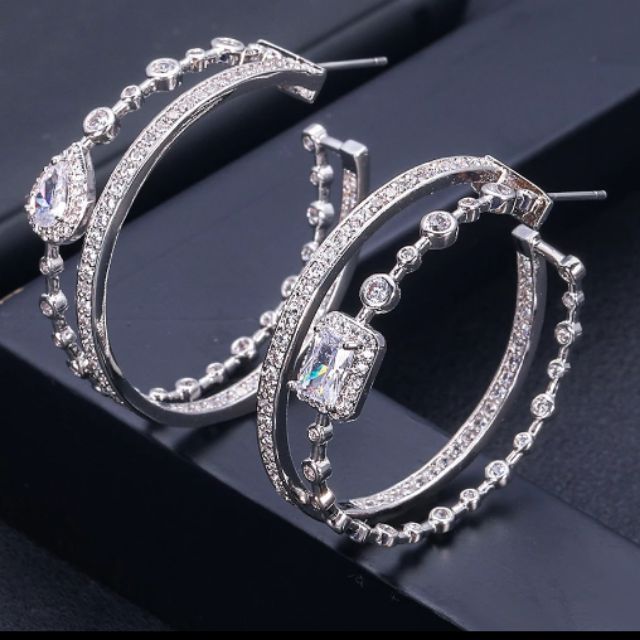 ต่างหู​ห่วงAAACubicZirconia#Jewelry