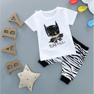 ชุดแขนสั้นขาสั้นเด็ก ชุดเด็ก ชุดแบทแมน ชุดBatman