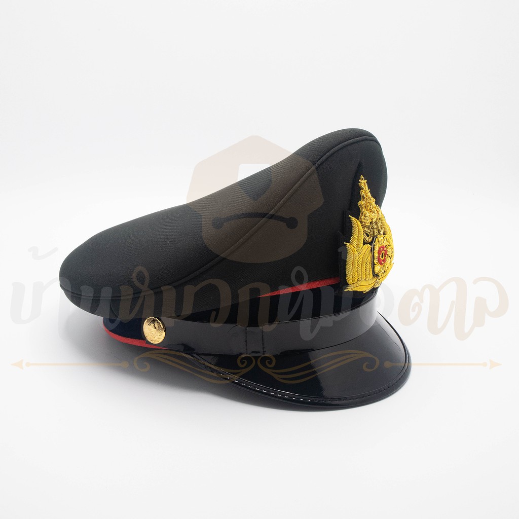 หมวกหม้อตาลทหารบกสีขี้ม้าเข้ม  ชั้นสัญญาบัตรนายร้อย  หน้าหมวกปักดิ้นทอง แถมซองสำหรับสั่งหมวกครบชุด*