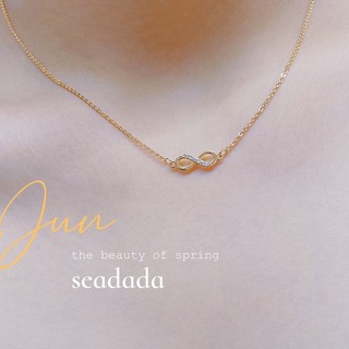 seadada สร้อยคอพร้อมจี้อินฟินิตี้ งานชุบทองคำขาว14k INFINITY necklace