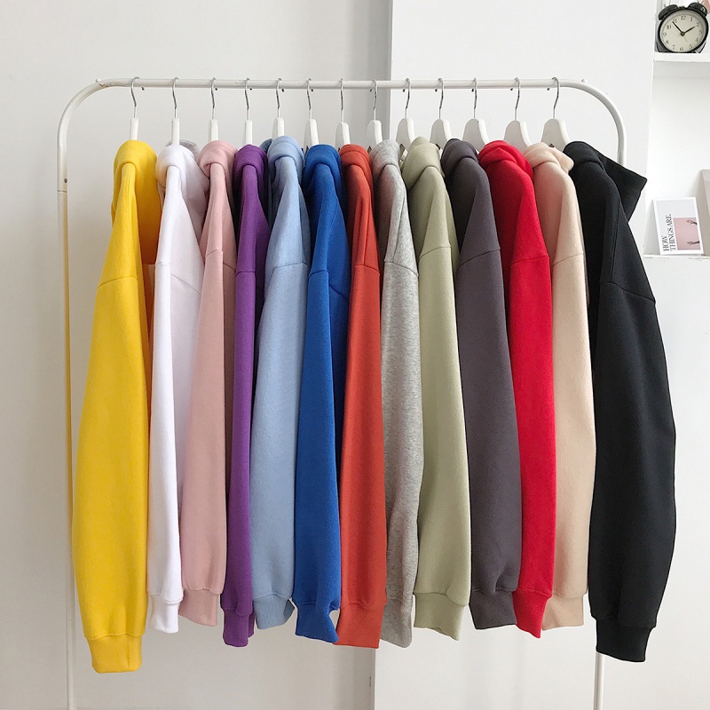 SHINee11 เกาหลี อินเทรนด์ที่สุด สีทึบ แขนยาว มีกระเป๋า บวกกำมะหยี่ เสื้อฮู้ด