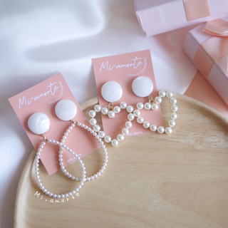 ต่างหูก้านเงินแท้ S92.5 ♡ love pearl &amp; water drop pearl ººº