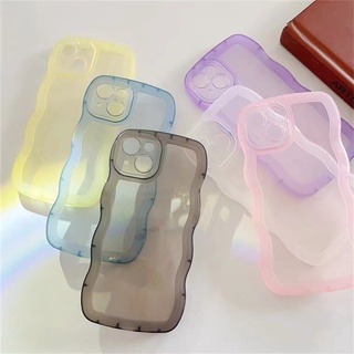 For iPhone 15 14 Pro Max มาการอง คลื่น กรอบ สีแคนดี้ เคสโทรศัพท์ใส กันกระแทก ฝาหลัง